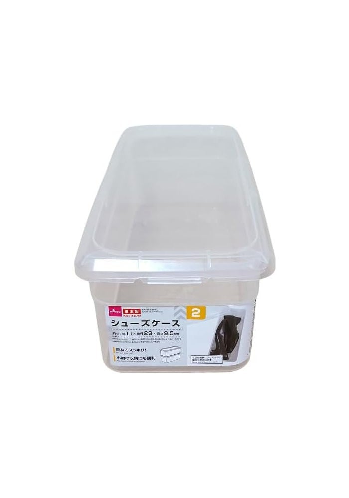 DAISO Shoe Case 2 | Clear Plastic Shoe Storage Box | W11 x D29 x H9.5 cm | Stackable Organizer - Image 2